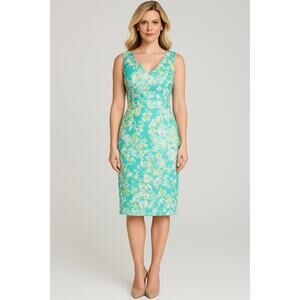 NWT Roksanda Ilincic Aqua Floral Sheath Dress - Size 8